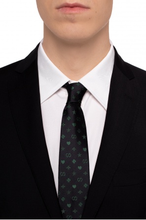 Silk tie with logo pattern, zdjęcie 2 Silk tie with logo pattern od Gucci
